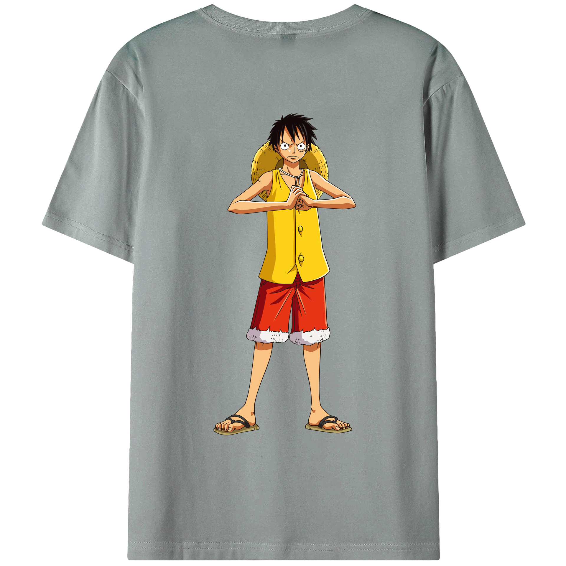 ワンピース モンキー・D・ルフィ ONE PIECE Monkey D. Luffy 綿100％ メンズ半袖Tシャツ（バックプリント） 通気性
